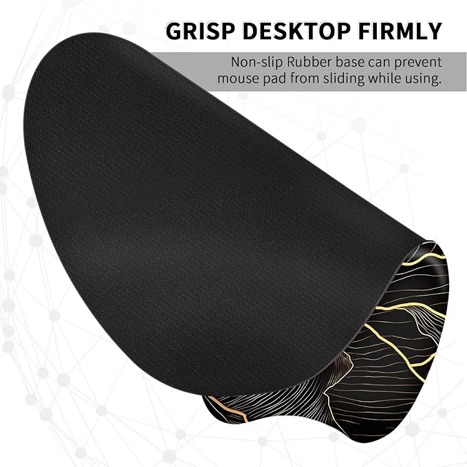 EooCoo Ergonomic Mouse Pad with Wrist Support, Mousepad with Memory Foam Wrist Rest and Non-Slip Base for Laptop, Cafe, Home & Office, 9.64 x 8.26 in Office Desk Accessories