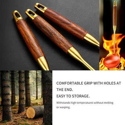 18/10 Stainless Steel Kitchen Utensils Set with Wood Handle Metal Cooking Utensils Set, 6-Piece - Spatula, Spoon, Ladle, Skimmer, Slotted Spoon, Pasta