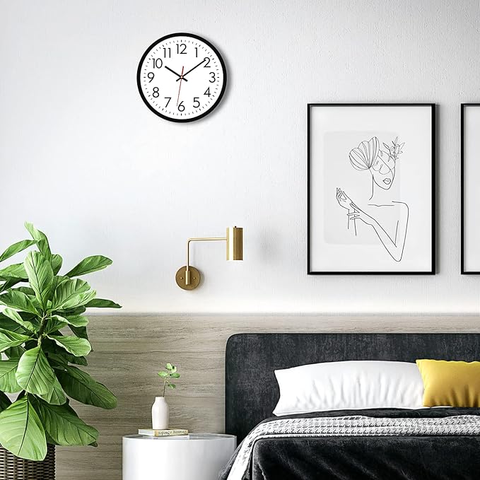 Lumuasky 8 Pack Wall Clock Bulk12 Inch Silent Non-Ticking Round Analog Classic Battery Operated Clocks Quartz Analog Round Wall Clocks for Office Kitchen Home Bedroom Decorative