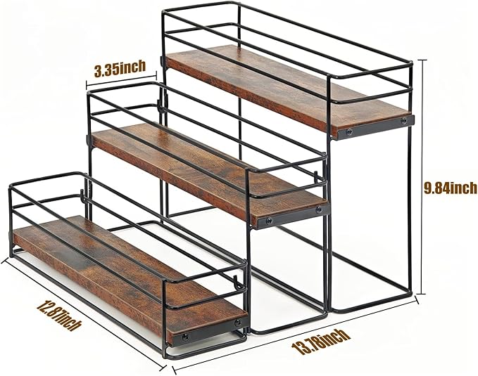 12 Bottle Coffee Syrup Organizer Rack, 3 Tier Coffee Syrup Bottle Stand Holder for Coffee Bar, Installation-free, Liquor Bottle Display Shelf, Coffee Syrup Shelf for Liquor Whiskey Wine Display