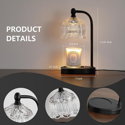MEIXISUE Black Candle Warmer Lamp with Timer and Dimmer,Flameless Wax Melt Warmer for Jar Candles with 2 Bulbs,House Warming Gifts,Mother's Day/Birthday Gifts for Mom/Wife,Home Decor