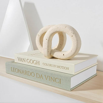 Decorative Storage Books Set of 2, Linen Cover, Gold Letters, White and Green