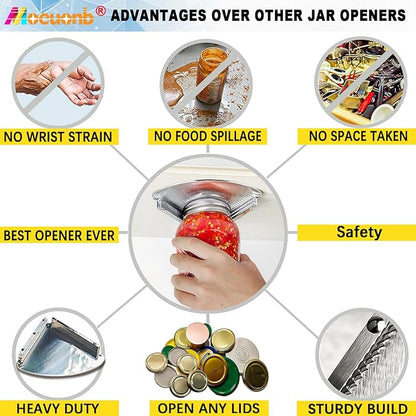Moeuonb latest Under Cabinet Jar Opener for Seniors, Stainless Steel Jar Opener for Weak Hands, Jar Lid & Bottle Cap Opener Tool, Under Counter Can Opener, One Handed Jar opener