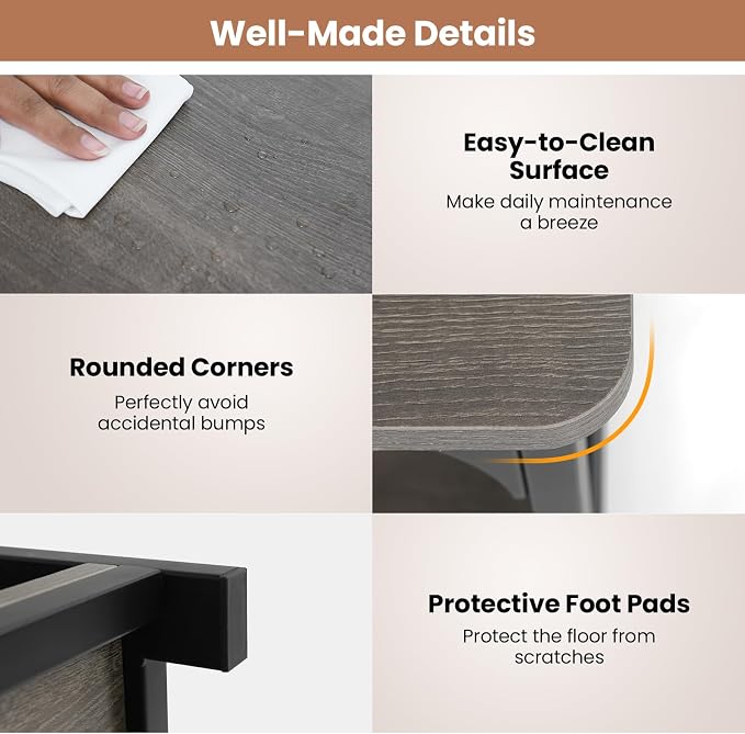 Giantex Farmhouse Coffee Table, 43" Center Table with Storage & X-Shaped Frames, 2-Tier Modern Accent Cocktail Tea Table, Rectangular Wooden Living Room Tables for Small Spaces, Grey Oak