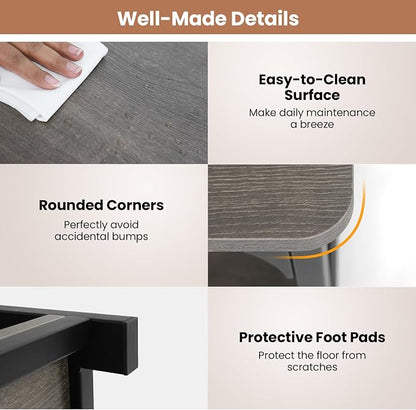 Giantex Farmhouse Coffee Table, 43" Center Table with Storage & X-Shaped Frames, 2-Tier Modern Accent Cocktail Tea Table, Rectangular Wooden Living Room Tables for Small Spaces, Grey Oak