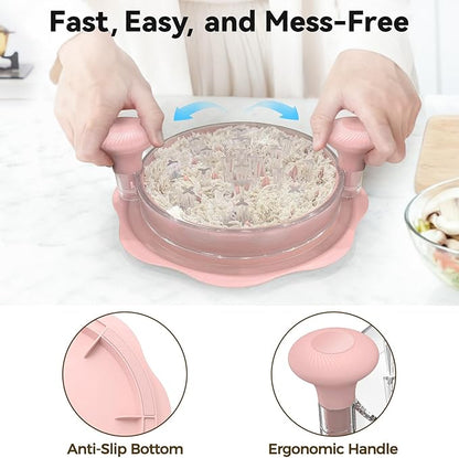 Ukeetap 10" Pro Chicken Shredder Tool Twist Large for Kitchen, BPA-Free Food-Safe Meat Grinder, Visible Chicken Breast Meat Shredder with Strong Anti-Slip Bottom & Ergonomic Handle, Pink