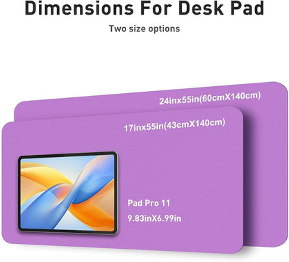Aothia Faux Leather Desk Mat - Non-Slip PU Leather Desk Blotter, Waterproof Writing Surface, Large Desk Pad for Office & Home (Iris Violet, 55" x 17")