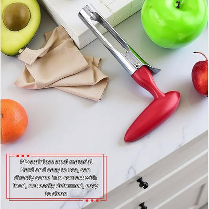 Premium Stainless Steel Apple Corer, Professional Fruit Core Remover Tool with Ergonomic Red Handle, Serrated Blades for Apples, Pears, Peaches, Plums, Easy Use & Clean (Red)