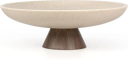 LIN CHUAN Large Decorative Bowl, Modern Resin Pedestal Bowl for Home Decor, Stylish Fruit Bowl for Kitchen Counter, Chic Key Holder for Entry Table, Brown