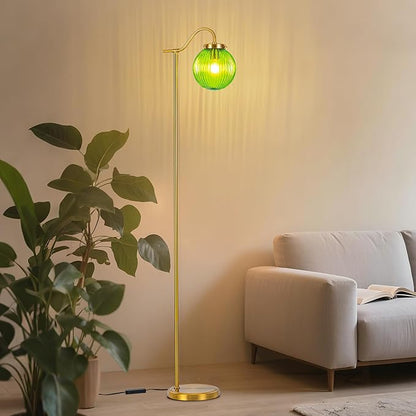 MAYNA Bedroom Floor Lamp, Modern Green Shade, 67" Tall, Suitable for Bedroom, Study, Office (Includes 2700K Bulb) (Gold and Green)