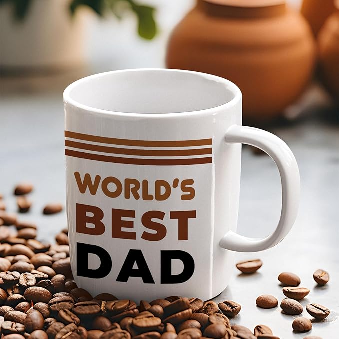 Veracco World's Best Dad Mug Gifts For Father Gift Funny Birthday Gifts for Men Birthday For Dad Men Husband Grandpa Friends Coworker Uncle (White, 11oz)