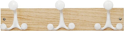 SKOLOO 17-Inch Natural Wood Coat Rack Wall Mount with 3 Triple Hooks - Ideal for Family Entrances, Classrooms, and Pet Supplies Storage - Perfect Coat Hooks for Wall