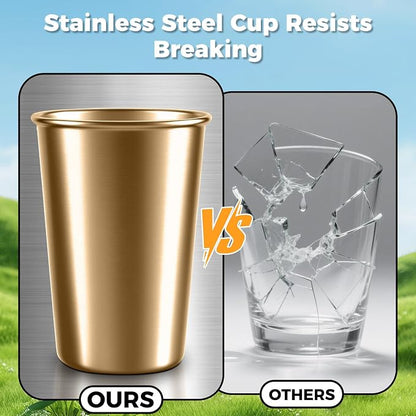 5 Pack 10 oz Stainless Steel Pint Cups,Stainless Steel Cup,Pint Cup Tumbler，water Tumbler,Stackable,Reusable,BPA Free