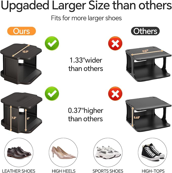 Kitstorack Stackable 16-Tier Shoe Rack for Closet & Entrance - Tall, Narrow, Vertical Shoe Stand - Plastic, Free Standing - Ideal for Small Spaces
