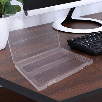 PRETYZOOM 4pcs A4 Document Storage Boxes, Portable Frosted Plastic File Organizer Cases for 8.5" X 11" Paper, Birth Certificate Protector, Office and Home File Holder