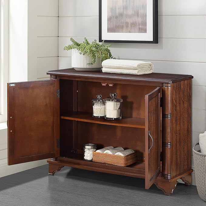 40" Solid Wood Buffet Storage Cabinet,Vintage Console Table with Adjustable Shelf,Retro Sofa Table with Solid Pine Wood Legs for Living Room,Entryway,Light Espresso