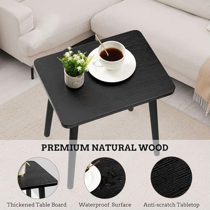 FORAOFUR Side Table, Modern Accent End Table with Wooden Legs, Easy to Assemble Mini Living Room Table for Sofa Bedroom, Minimalist Black Furniture for Small Apartments and Limited Spaces