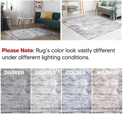 Keen Home Design Area Rugs - 9x12 Non-Shedding, Abstract Rugs for Kitchen, Living Room, Bedroom, Dining Room, Entryway - Size: 9'2" x 11'11", Abstract Cream/Grey