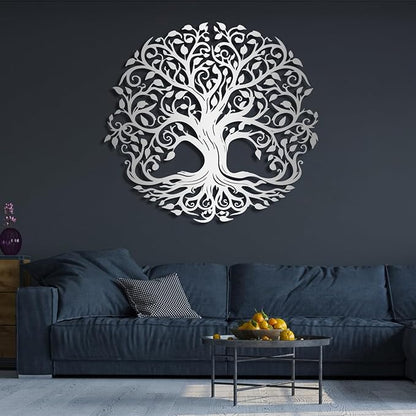 Yemwot Metal Tree of Life Wall Decor, Circle of Life Metal Tree Wall Art, Branch Art, Spiritual Decor, Modern Sculpture Decoration, Living Room Bedroom Decoration (Gold-Tree 2, 29"x 27"| 76x68cm)