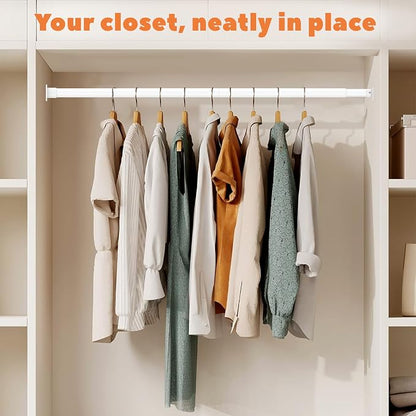 Short Closet Rod 17-39 Inches, Adjustable Heavy Duty White Metal Closet Rods for Hanging Clothes, 1.3 Inch Diameter with Wall Brackets for Wardrobes, Laundry Room, RV