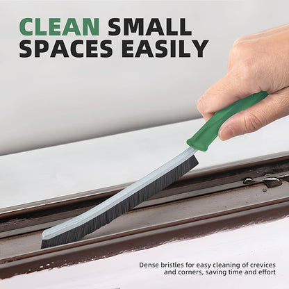 FOOGWEE Hard Bristle Crevice Cleaning Brush - Cleaning Supplies - Grout Cleaning Brushes for Household Use - Crevice Cleaning Tool for Bathroom, Home and Kitchen (3, Green)