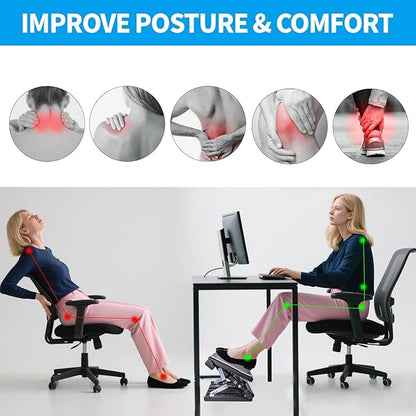 Scalebeard Foot Rest for Under Desk at Work,Height Adjustable Infinite Angle Under Desk Footrest,Ergonomic Foot Stools for Under Office Desk, Height Up to 10.6", Large 15.75" x 12.4" Panel
