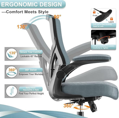 Ergonomic Office Desk Chair with Waterfall Seat and S-Shaped Back for Lower Back & Leg Pressure Relief, Comfortable for 8+ Hours Sitting