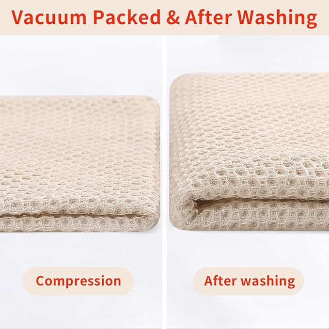 Homaxy 100% Cotton Waffle Weave Kitchen Dish Towels, Ultra Soft Absorbent Quick Drying Cleaning Towel, 13 x 28 Inches, 18-Pack, Beige