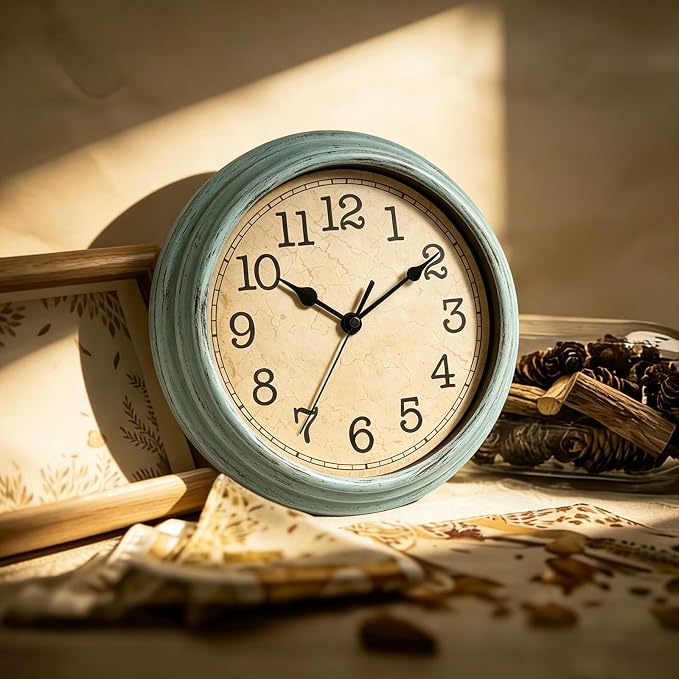 Wall Clock, 9 Inch Silent Wall Clocks Battery Operated, Decorative Clocks for Kitchen Living Room, Bedroom (Teal)