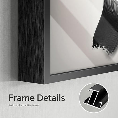 4 Piece Framed Modern Wall Art Set, Abstract Luxury Geometric Prints Artworks, Contemporary Minimalist Orange Gray and Gold Pictures Painting for Living Room, Bedroom, Hallway and Office