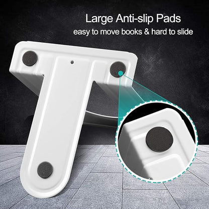 HappyHapi Book Ends, Non-Skid Metal Bookend Supports for Shelves, Heavy Duty Book End, Office Book Stopper, 6 x 5 x 6 Inches, 14 Pieces / 7 Pairs (White)