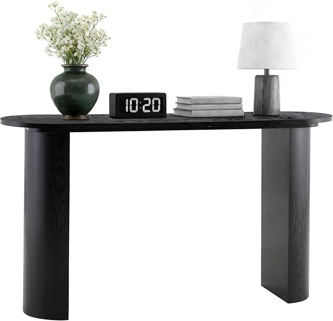 55 Inch Console Table, Modern Entryway Table with Rounded Corners, Narrow Sofa Table Behind Couch for Foyer, Hallway, Living Room,Black