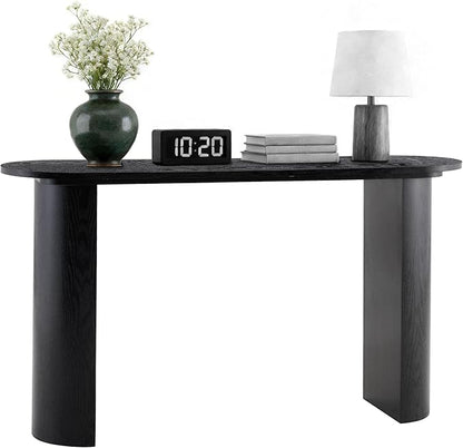 55 Inch Console Table, Modern Entryway Table with Rounded Corners, Narrow Sofa Table Behind Couch for Foyer, Hallway, Living Room,Black