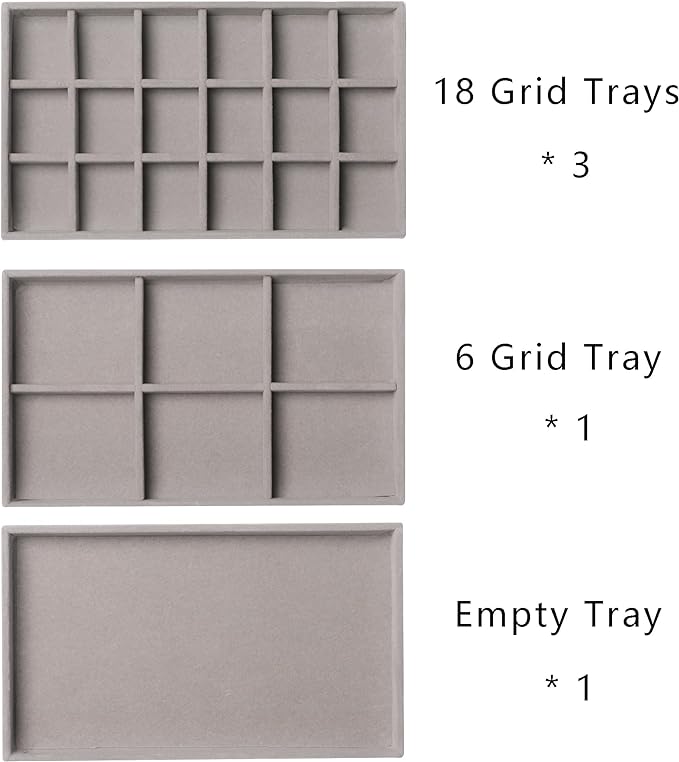 Frebeauty Acrylic Jewelry Organizer Earring Organizer Box with 5 Drawers Earring Holder Organizer with Velvet Trays Clear Jewelry Box for Women Earring Display for Rings Studs(Grey)