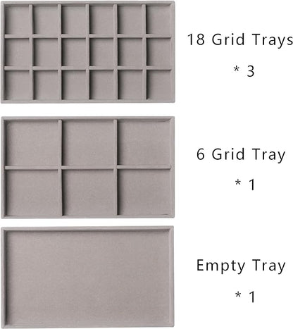 Frebeauty Acrylic Jewelry Organizer Earring Organizer Box with 5 Drawers Earring Holder Organizer with Velvet Trays Clear Jewelry Box for Women Earring Display for Rings Studs(Grey)