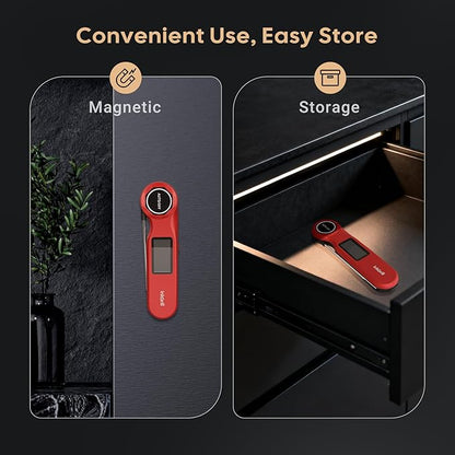 Rechargeable 0.5 Seconds Instant Read Meat Thermometer for Cooking, ±0.5℉ Accuracy Digital Food Thermometer with Large Screen, Waterproof Kitchen Thermometer for Grilling Frying BBQ