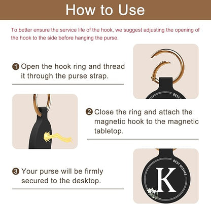 Magnetic Purse Holder - Handbag Hanger with Strong Magnetism, Beautiful Lily Hook for Women, Valentine's Day Gift, Suitable for Table, Locker Room, Restroom