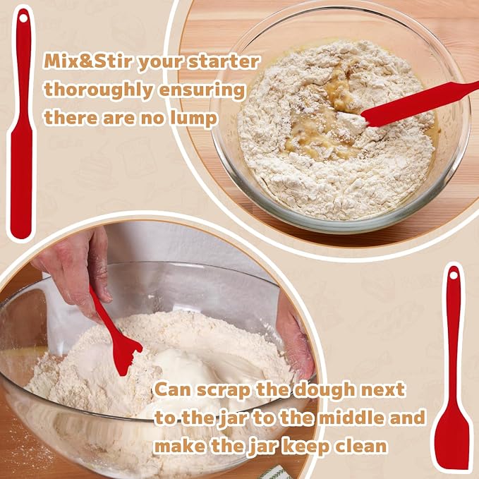 Xileanalee Pro Sourdough Starter Jar Kit 2 Packs-35 Oz Sourdough Bread Starter Jar Kit with Date Marked Feeding Band,Thermometer,Spatula,Cloth Cover& Lid for Sour Dough Bread Loaf (2 Pcs)
