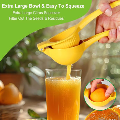 TEZZ Extra Large Citrus Squeezer, Premium Heavy Duty Mental Handhelp Juicer for Lemon, 3.5 Inch Hand Press Lemon Juice Squeeze, Lime Squeezer Bar Tool, Manual Citrus Press | Large bowl ergonomic handle easy handheld press for lemons and limes