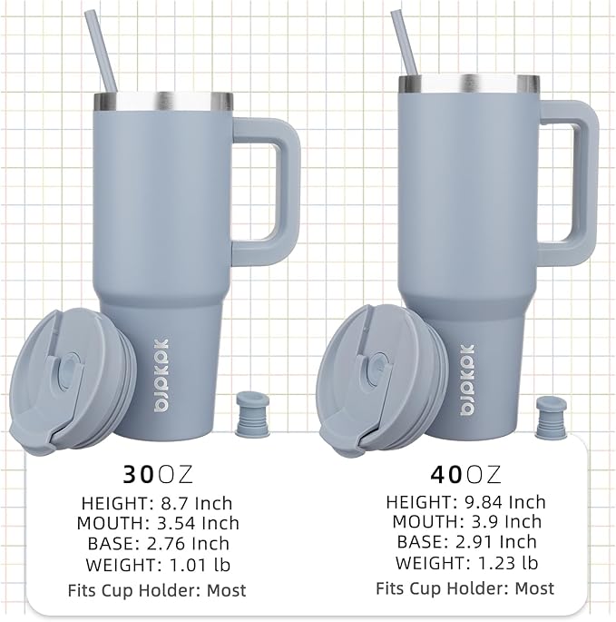 BJPKPK Tumbler With Handle 30 oz Stainless Steel Insulated Tumbler With Lid And Straw For Water Or Ice Coffee,Modern Blue
