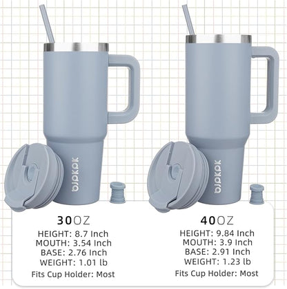 BJPKPK Tumbler With Handle 30 oz Stainless Steel Insulated Tumbler With Lid And Straw For Water Or Ice Coffee,Modern Blue
