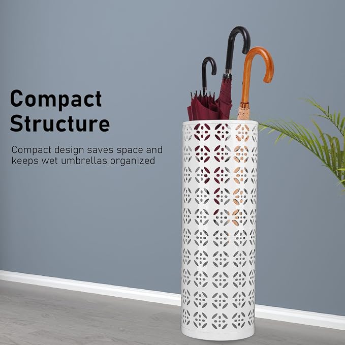 Round Umbrella Organizer Bin, Freestanding Metal Umbrella Holder Umbrella Stand Rack for Entryway, Canes Walking Sticks Holder Rain Collection for Home, Office (S 62x50cm / 24.41x19.69in)