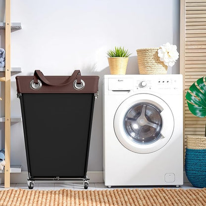HILIUS Laundry Hamper with Wheels 210L Large Capacity Hamper Rolling Laundry Basket Extra Large Laundry Cart for Easy Transport Storage Basket Ideal for Dorm Laundry Room Bathroom Black