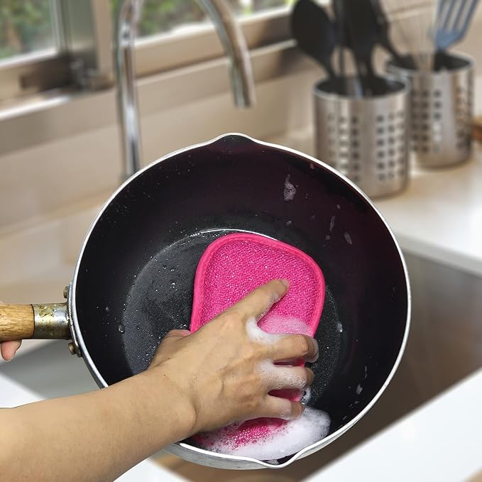 Kitchen Dish Sponge Scrubber Non Scratch, Dishcloth No Odor Reusable Washable Multipurpose Scrub Pads Sponges Heavy Duty for Dawn Dish Soap Cleaning of Sink Pans