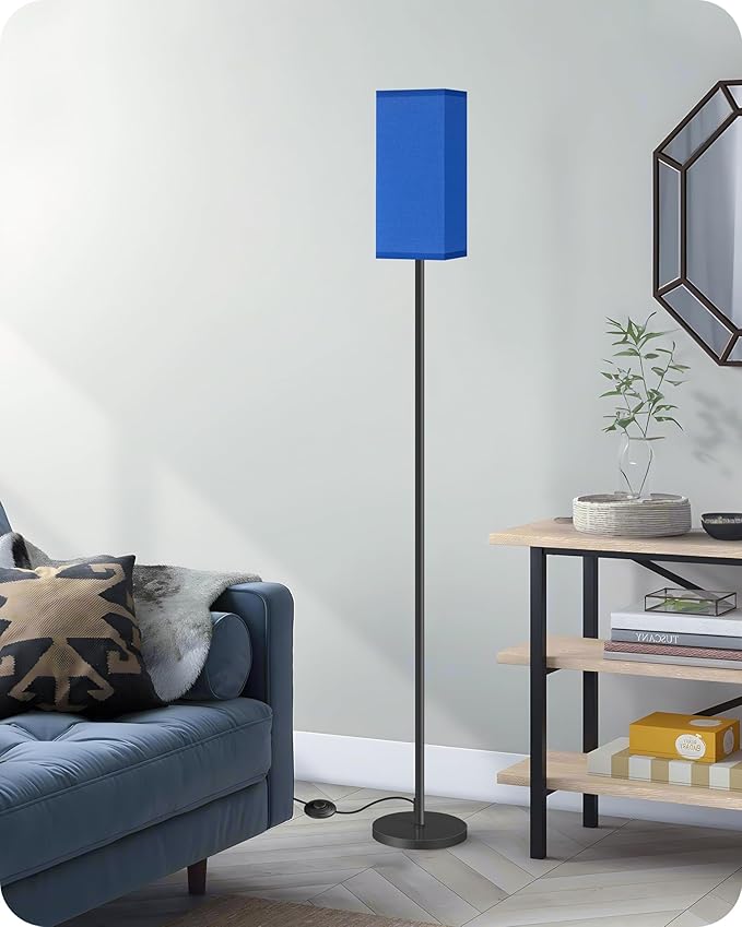 Floor Lamp, Pole Lamp with Foot Switch, Modern Standing Lamp Shade, Minimalist Freestanding Lamp (Bulb Not Included), for Living Room, Bedroom Office ETL Listed, Blue and Black U07LD05