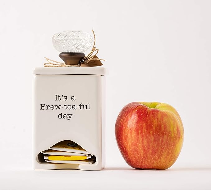 Mud Pie FBA_ Ceramic Tea Bag Caddy, White