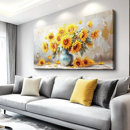 MHARTK66 Canvas Wall Art For Living Room Farmhouse Sunflower Wall Decor Large Flower Field Paintings For Bedroom Vintage Poster Art Prints Framed Artwork For Walls Kitchen Pictures Wall Decor 20x40