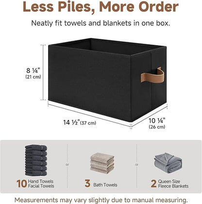 StorageWorks Storage Baskets for Shelves, Foldable Fabric Closet Storage Bins with Handles, Clothes Organizer Laundry Baskets, Black, 3-Pack, Large