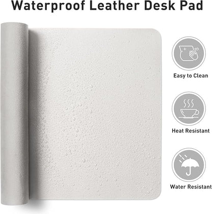 Aothia Leather Desk Pad Protector, Mouse Pad,Office Desk Mat, Non-Slip PU Leather Desk Blotter, Laptop Desk Pad, Waterproof Desk Writing Pad for Office and Home (48"x17", Off-White)