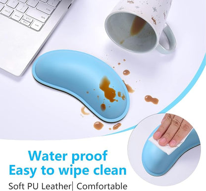 Dapesuom Mouse Wrist Rest, Ergonomic Memory Foam Mouse Wrist for Computer Desk Mats Support, PU Leather Hand Rest Pad Cushion for Gaming, Laptop, Men, Women, Pain Relief & Easy Typing, Sky Blue